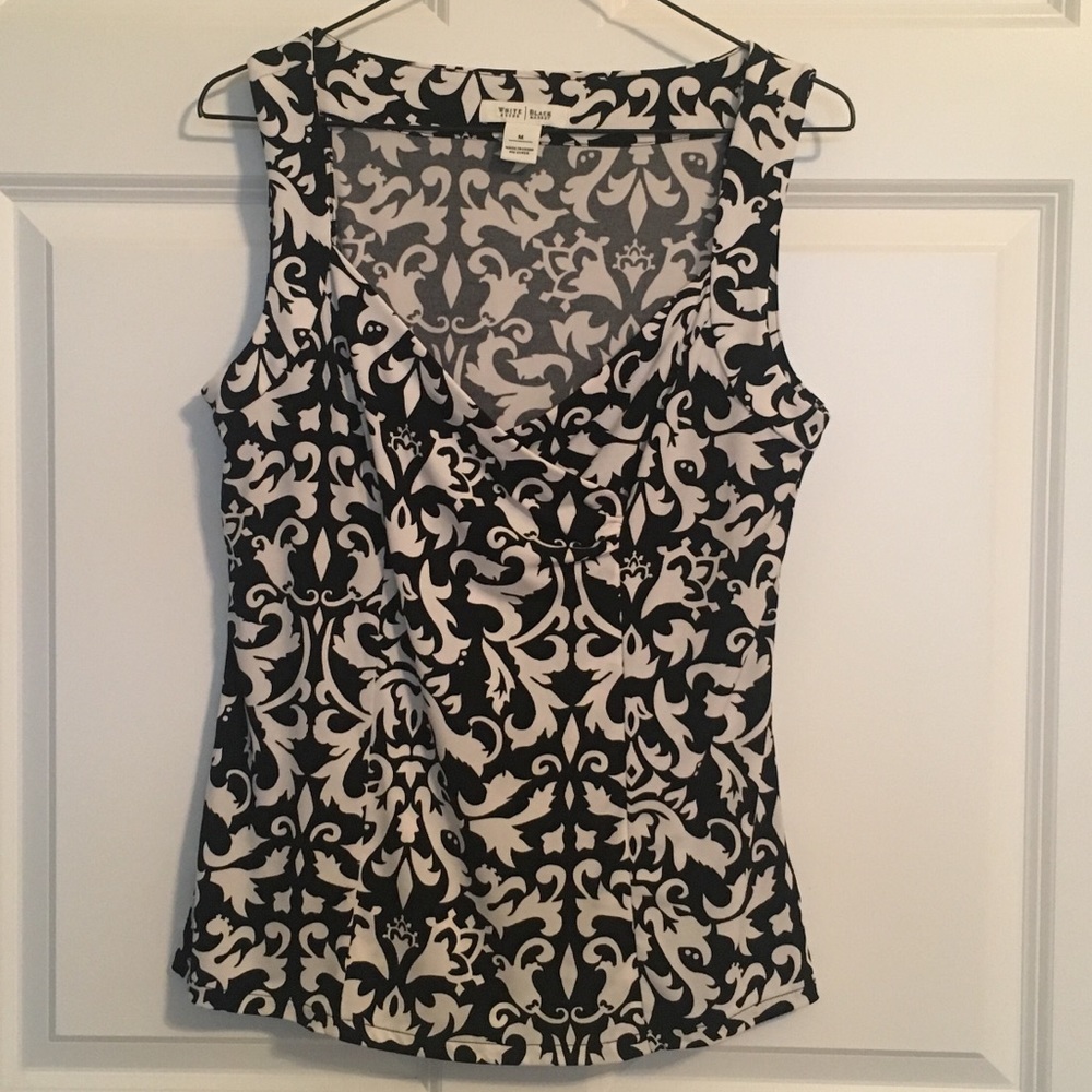 WHBM Sleeveless Black & White Top